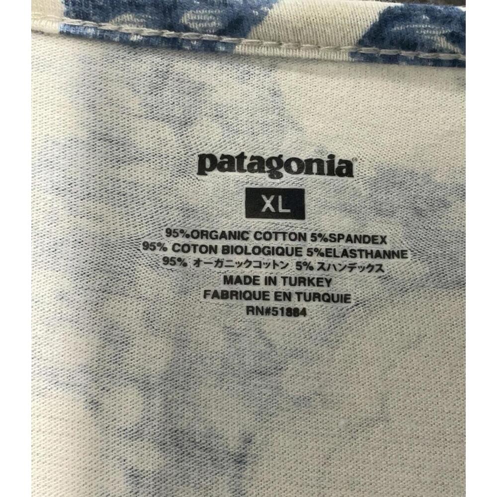 Patagonia Organic cototn Floral Dress XL Blue Green Wrap Bust Retro Boho - Picture 5 of 6